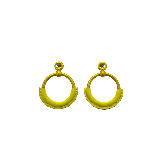 HERMES LOOP PM EARRINGS LIME GOLD SWIFT ALUMINUM ACCESSORY 90278932