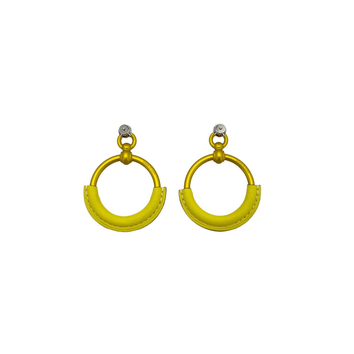 HERMES LOOP PM EARRINGS LIME GOLD SWIFT ALUMINUM ACCESSORY 90278932