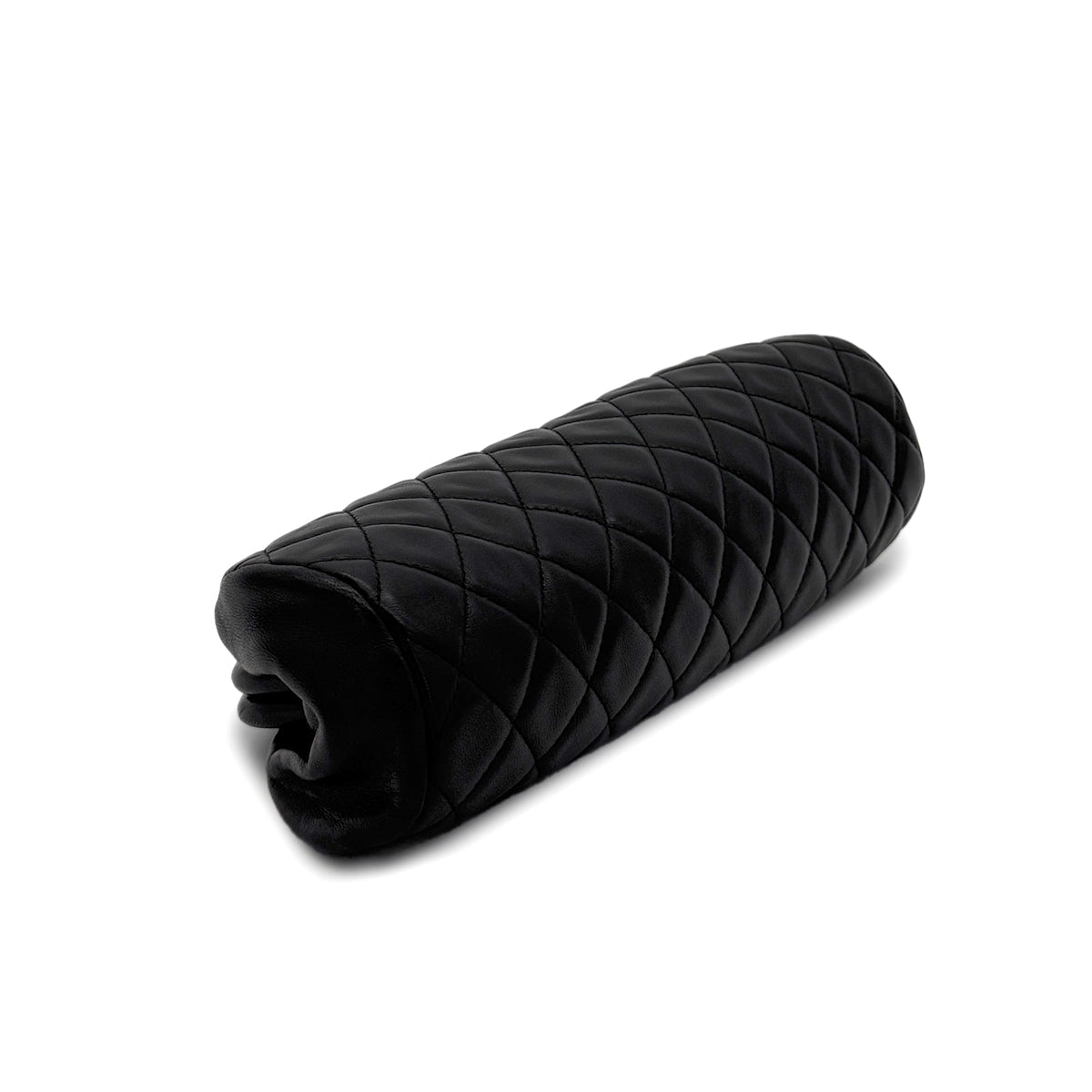 CHANEL VINTAGE MATELASSE SECOND POACH HAND BAG BLACK LAMB SKIN 90278941