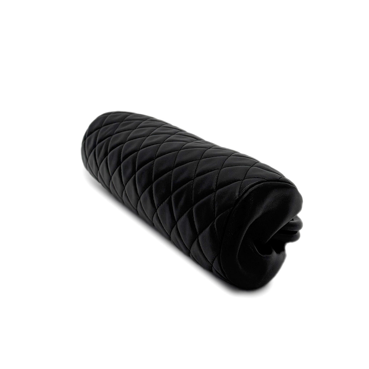 CHANEL VINTAGE MATELASSE SECOND POACH HAND BAG BLACK LAMB SKIN 90278941