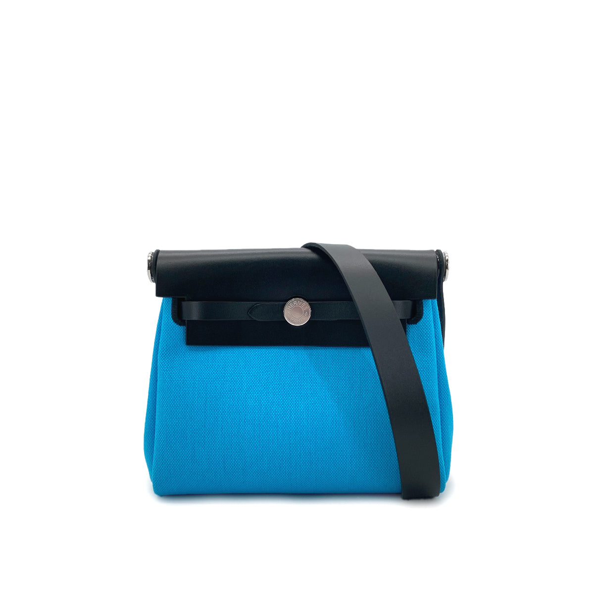 HERMES HERBAG ZIP MINI BLEU ZANZIBAR BLACK TOILE MILITAIRE VACHE HUNTER W 90278943