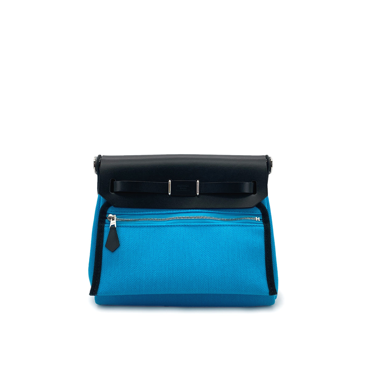 HERMES HERBAG ZIP MINI BLEU ZANZIBAR BLACK TOILE MILITAIRE VACHE HUNTER W 90278943