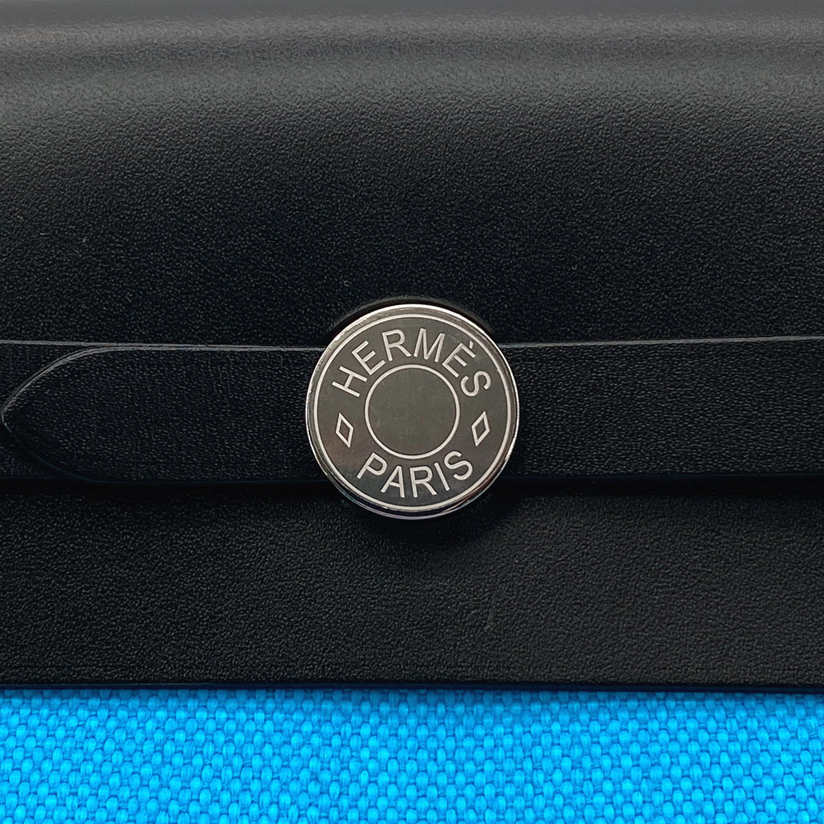 HERMES HERBAG ZIP MINI BLEU ZANZIBAR BLACK TOILE MILITAIRE VACHE HUNTER W 90278943