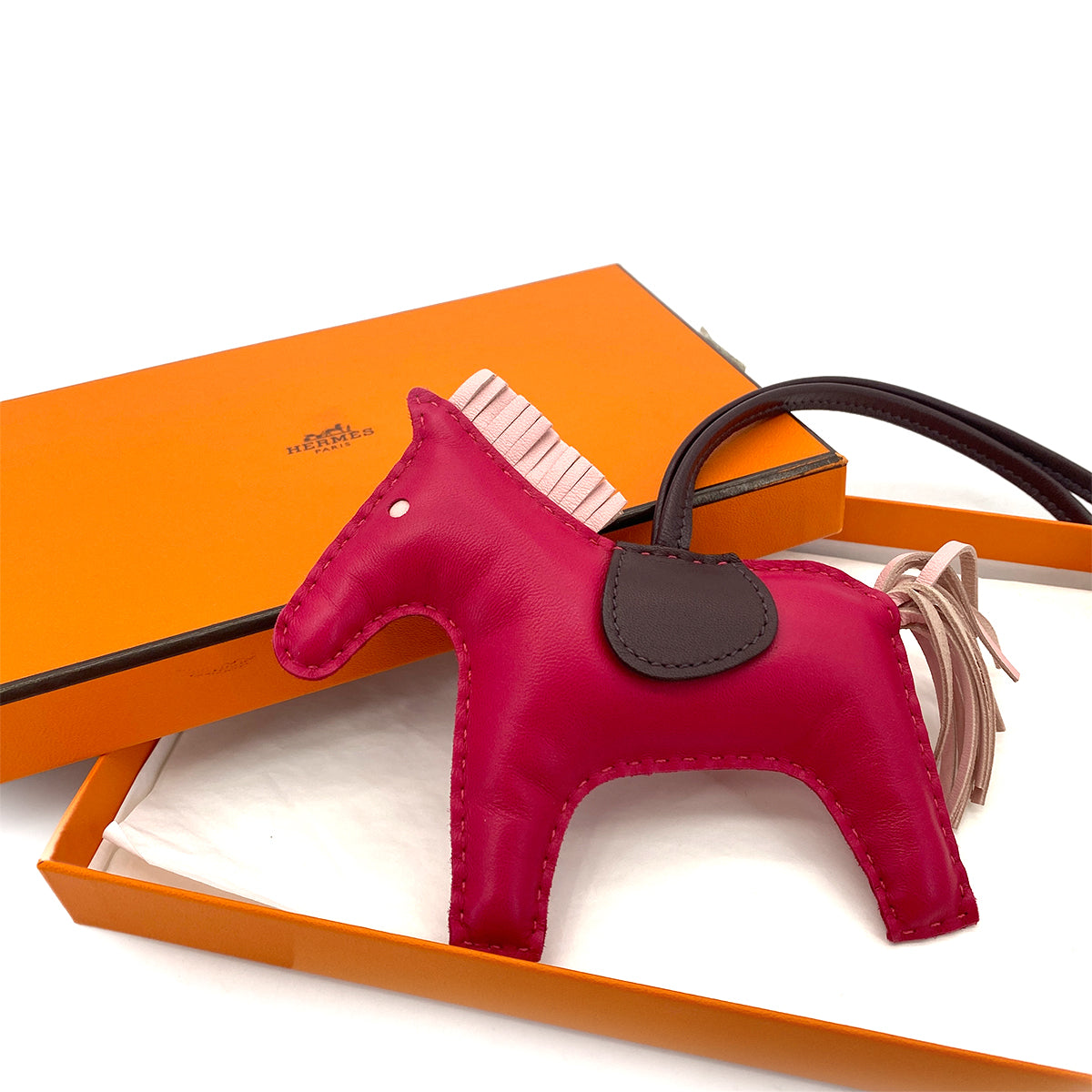 HERMES BAG CHARM RODEO MM FRAMBOISE ROSE SAKURA ROUGE SELLIER AGNEAU MILO Y 90278946