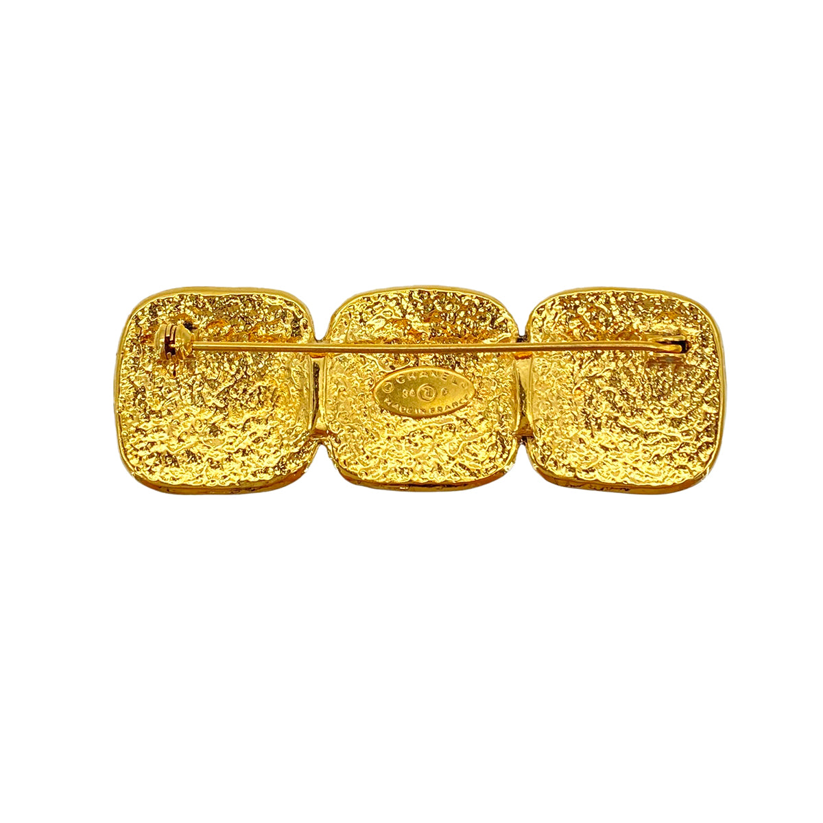 CHANEL VINTAGE TRIPLE COCOMARK BROOCH GOLD ACCESSORY 94P 90278947
