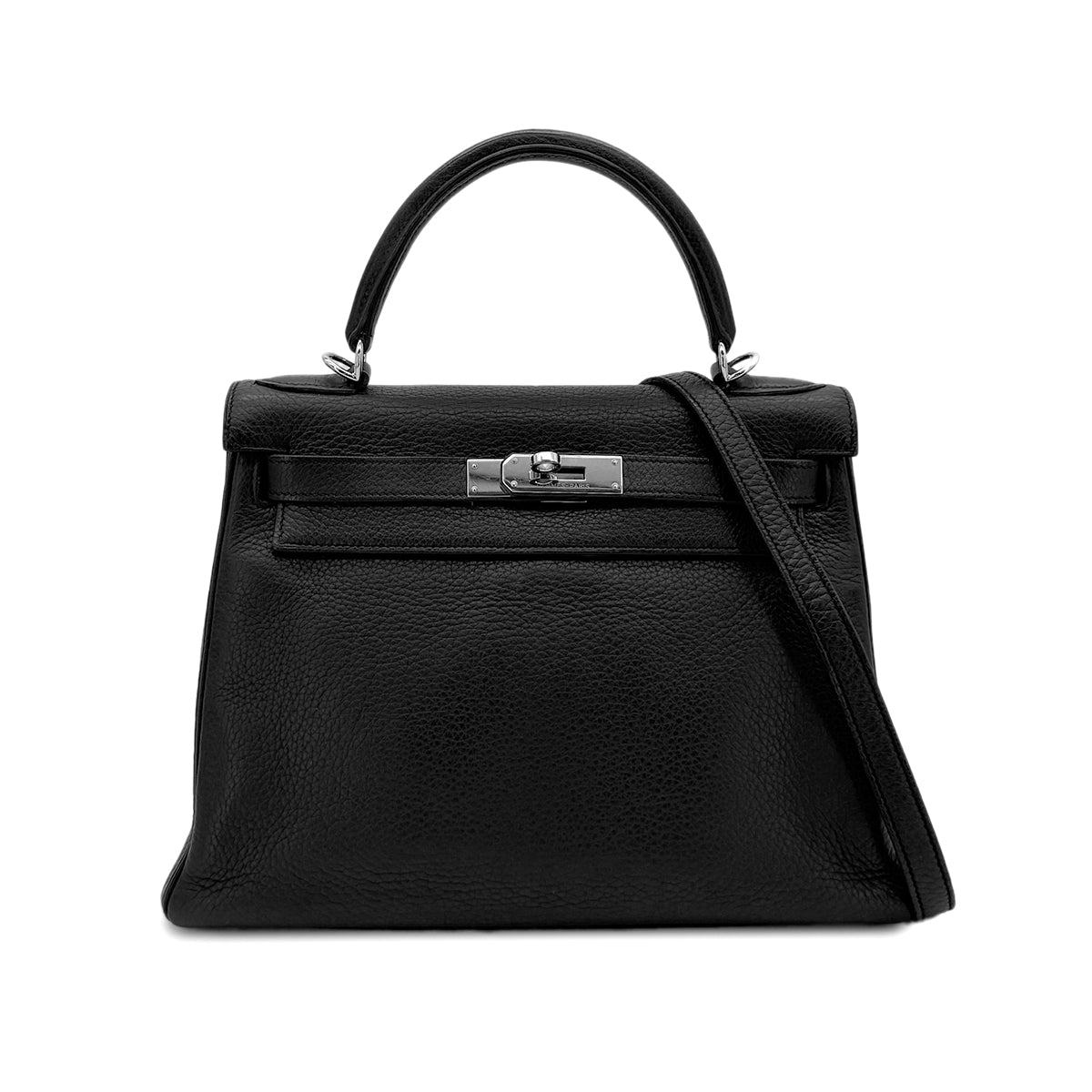 HERMES KELLY 28 RETOURNE BLACK TAURILLON CLEMENCE HAND SHOULDER BAG □J SHW 90279006