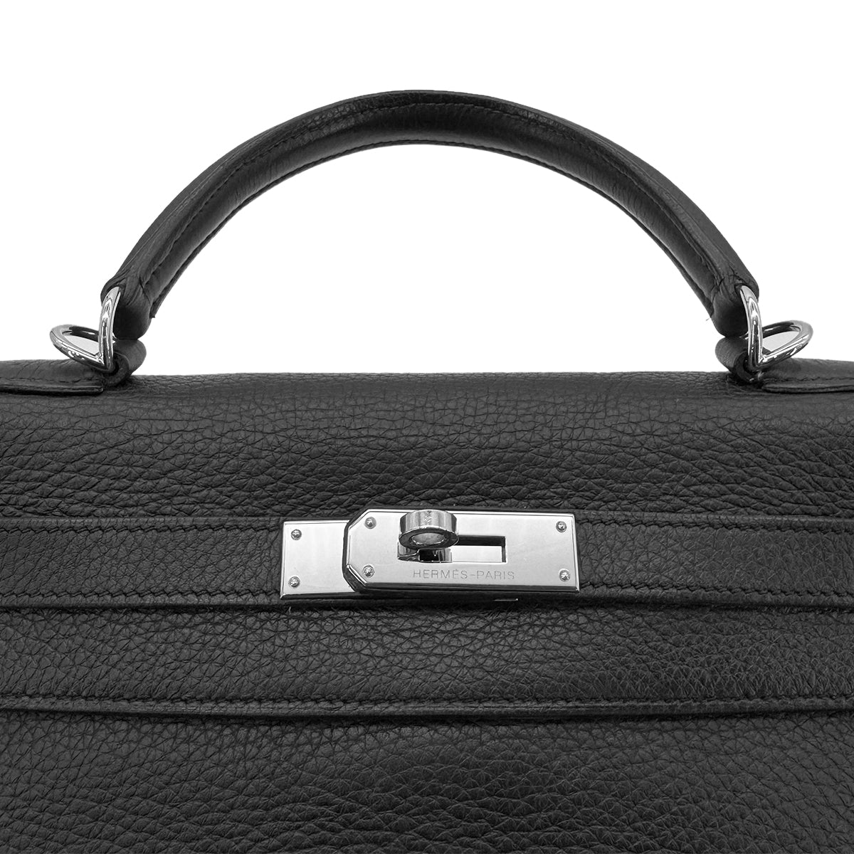 HERMES KELLY 28 RETOURNE BLACK TAURILLON CLEMENCE HAND SHOULDER BAG □J SHW 90279006