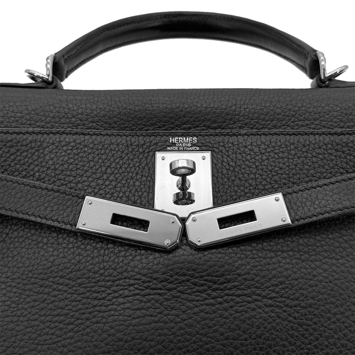 HERMES KELLY 28 RETOURNE BLACK TAURILLON CLEMENCE HAND SHOULDER BAG □J SHW 90279006