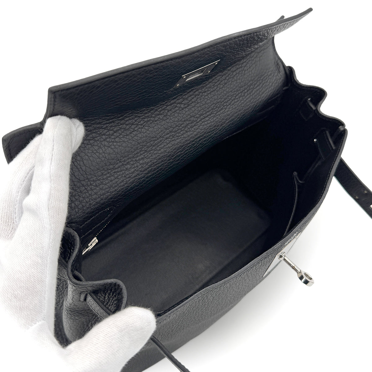 HERMES KELLY 28 RETOURNE BLACK TAURILLON CLEMENCE HAND SHOULDER BAG □J SHW 90279006