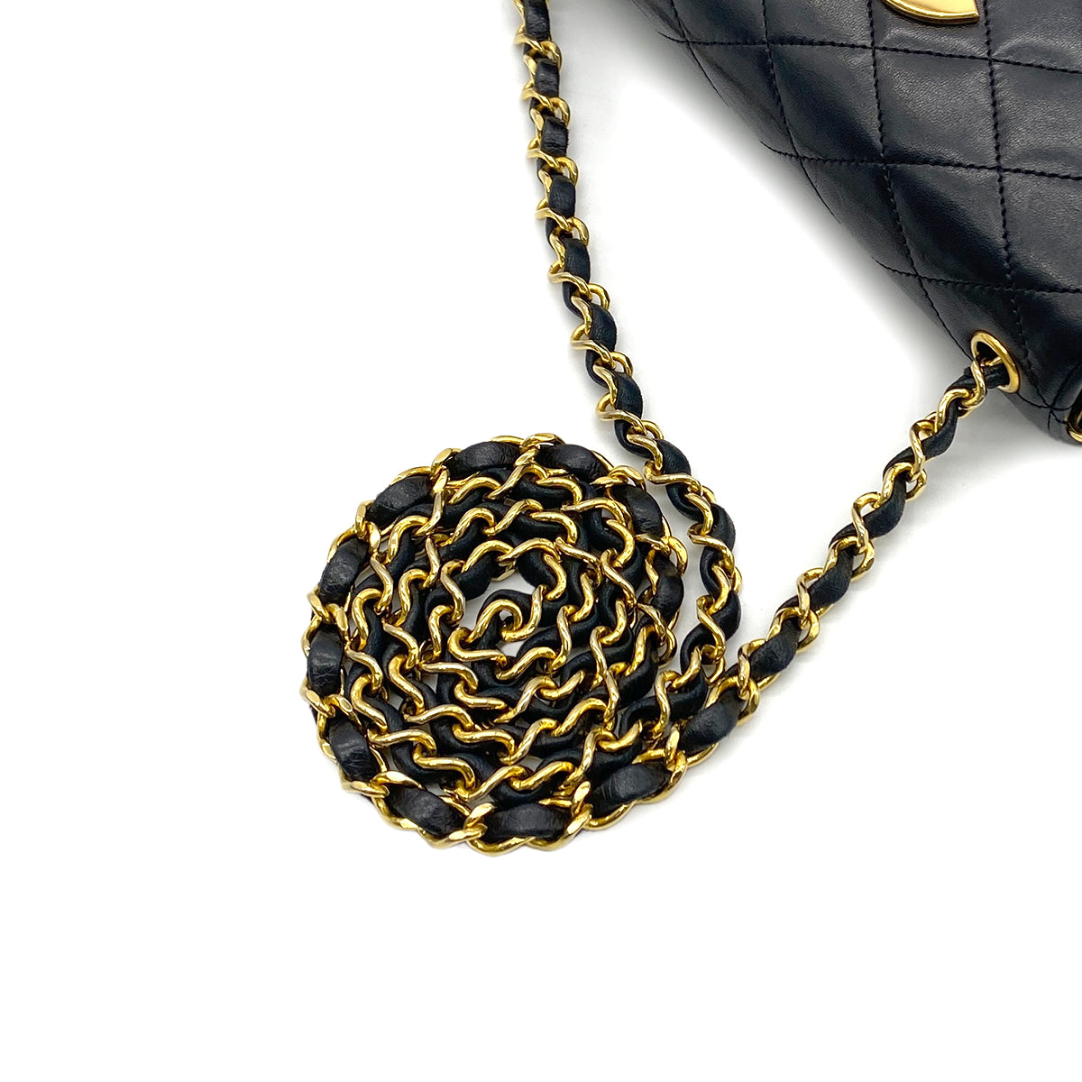 CHANEL VINTAGE MATELASSE BIG COCO CHAIN SHOULDER BAG BLACK LAMB SKIN 90279009