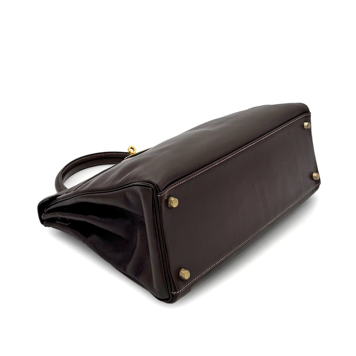 HERMES KELLY 32 RETOURNE HAVANNE GULLIVER HAND SHOULDER BAG 〇Z GHW 90279587