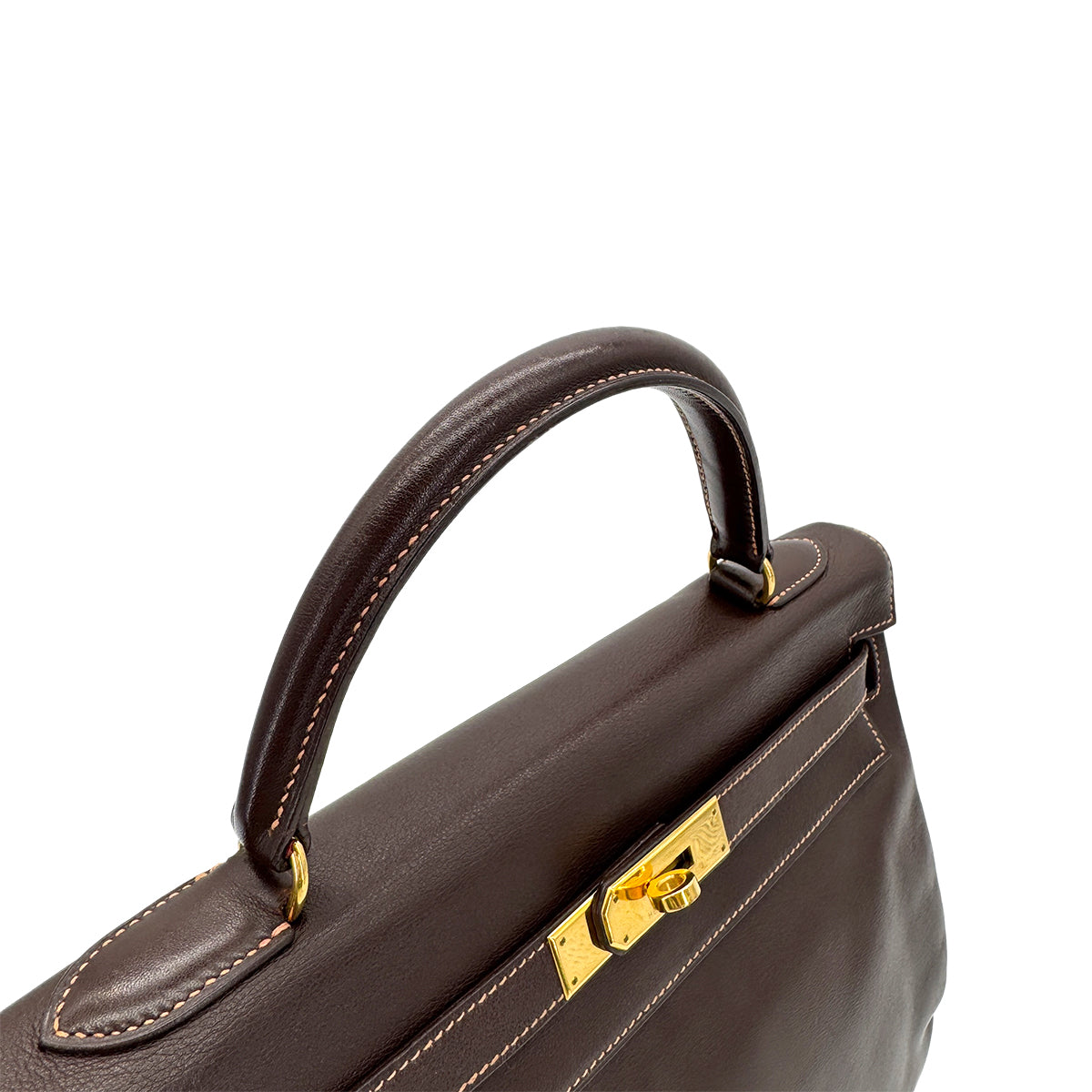 HERMES KELLY 32 RETOURNE HAVANNE GULLIVER HAND SHOULDER BAG 〇Z GHW 90279587