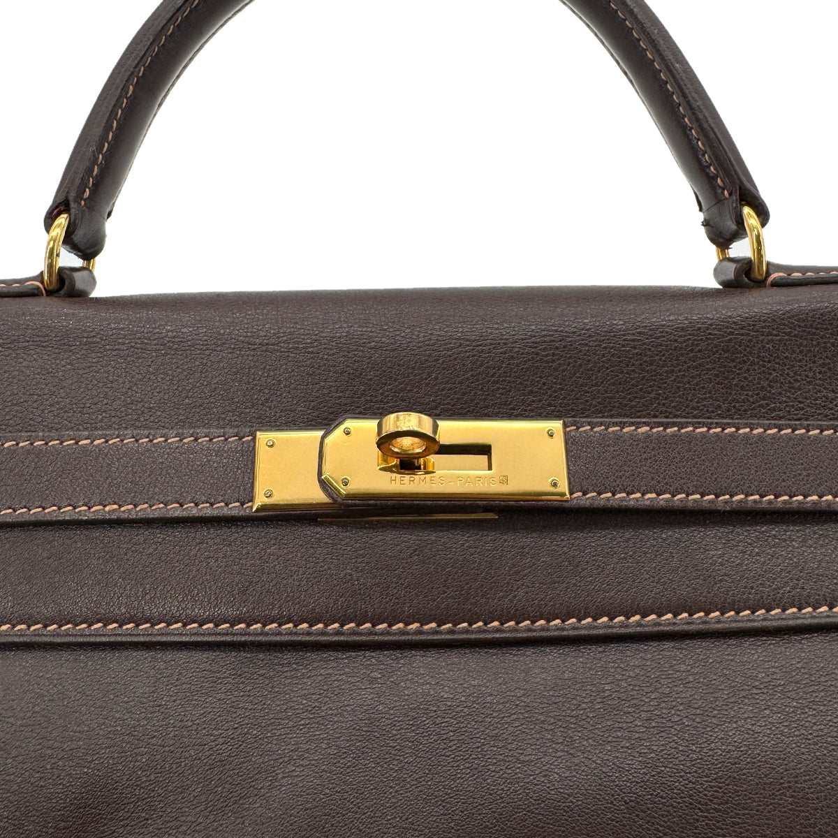 HERMES KELLY 32 RETOURNE HAVANNE GULLIVER HAND SHOULDER BAG 〇Z GHW 90279587