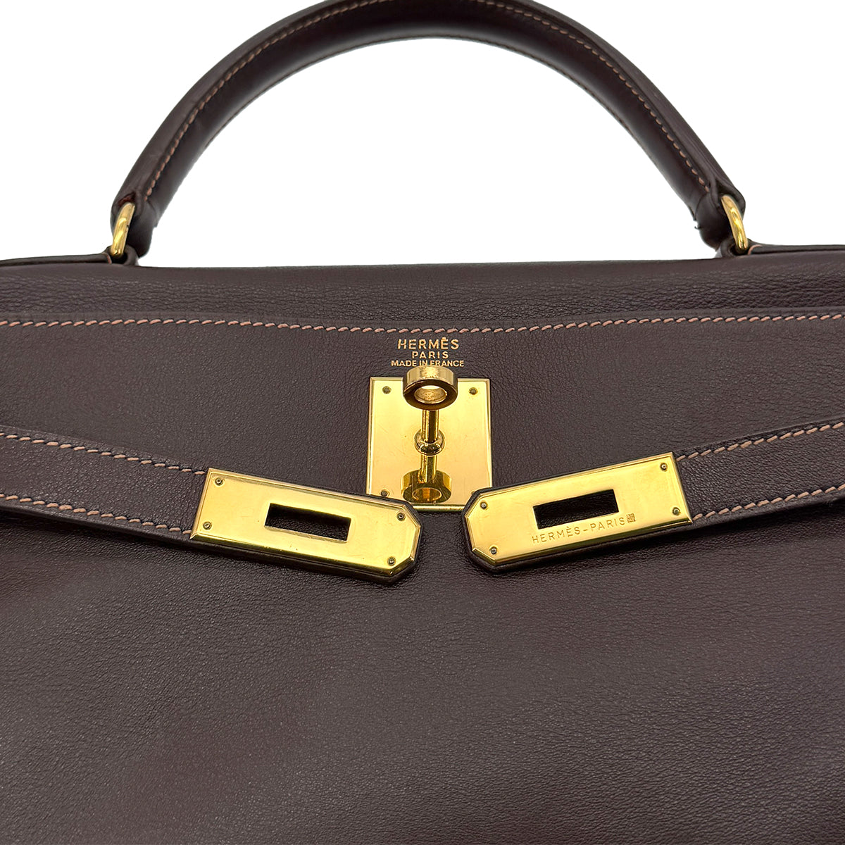HERMES KELLY 32 RETOURNE HAVANNE GULLIVER HAND SHOULDER BAG 〇Z GHW 90279587