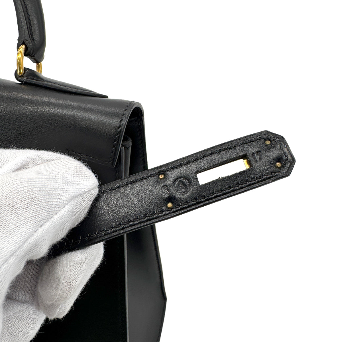 HERMES KELLY 32 SELLIER BLACK BOXCALF HAND SHOULDER BAG 〇A GHW 90279589