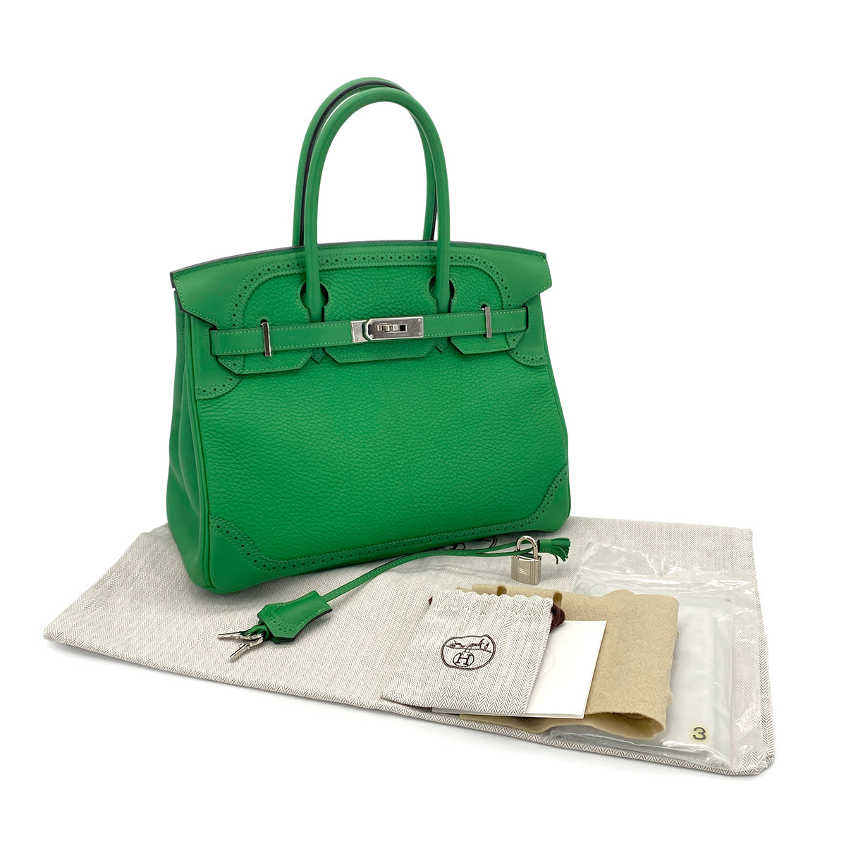 HERMES BIRKIN 30 GHILLIES BAMBOU TOGO SWIFT HAND BAG T SHW 90279590