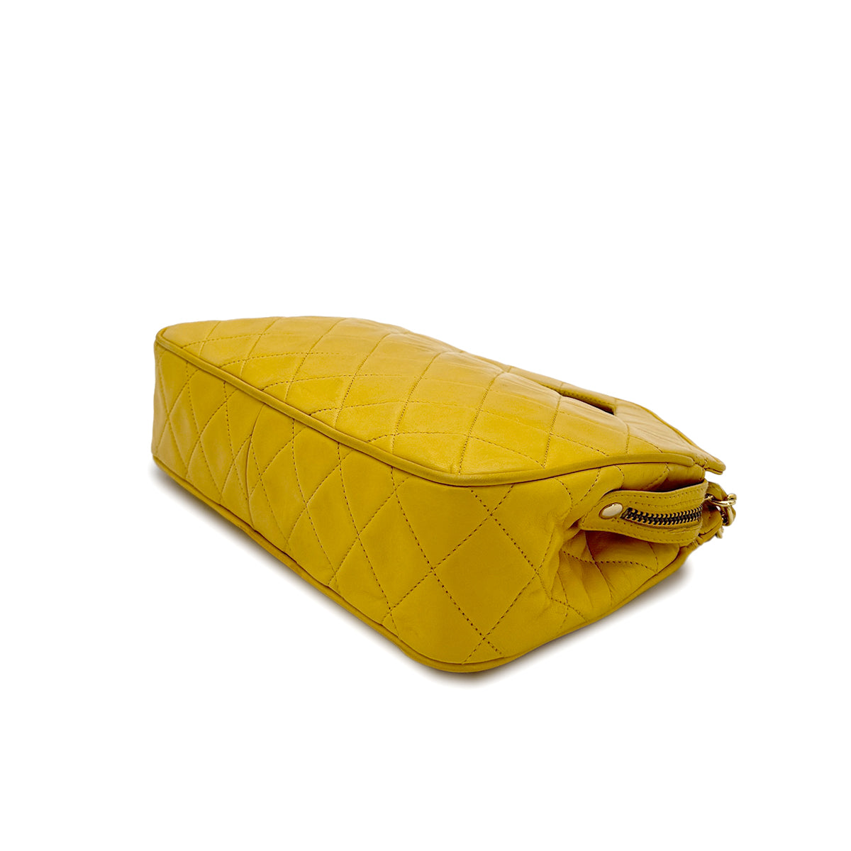 CHANEL VINTAGE MATELASSE FRINGE HAND CHAIN SHOULDER BAG YELLOW LAMB SKIN 90279595