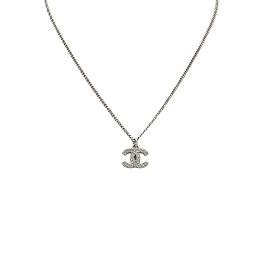 CHANEL NECKLACE COCOMARK RHINESTONE SILVER ACCESSORY F12W 90279598