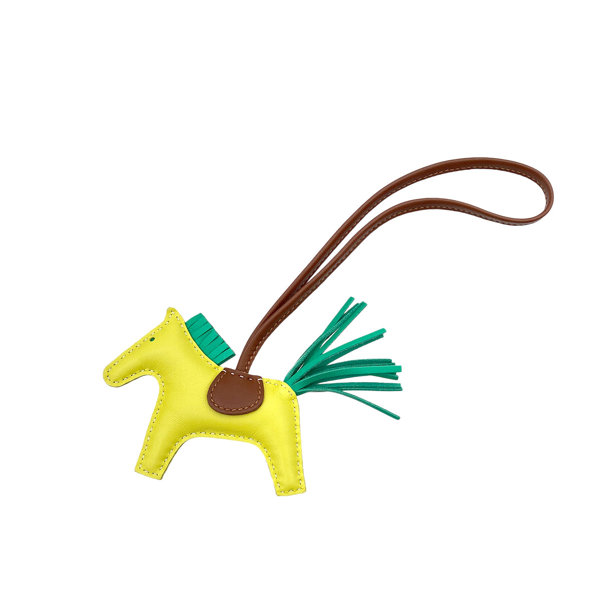 HERMES BAG CHARM RODEO PM LIME MINT FAUVE AGNEAU MILO 90279599