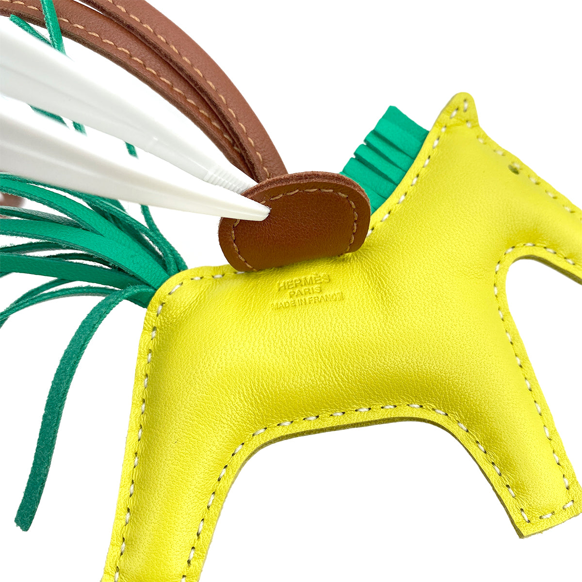 HERMES BAG CHARM RODEO PM LIME MINT FAUVE AGNEAU MILO 90279599