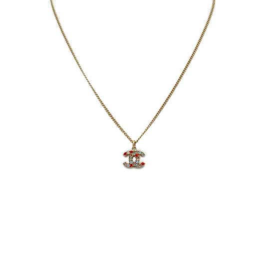 CHANEL NECKLACE COCOMARK COLOR STONE GOLD ACCESSORY 04A 90279602