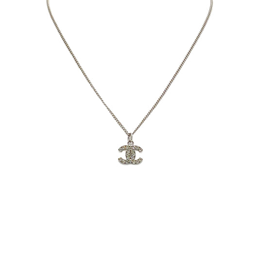 CHANEL NECKLACE COCOMARK RHINESTONE SILVER ACCESSORY B10V 90279604