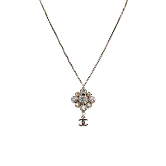 CHANEL NECKLACE COCOMARK RHINESTONE SILVER ACCESSORY 10V 90279607