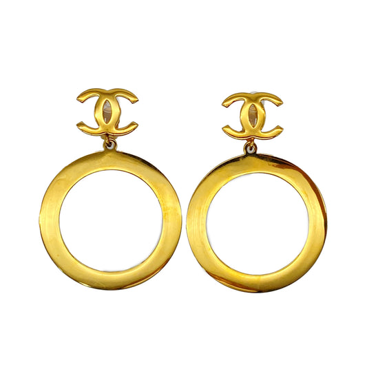 CHANEL VINTAGE EARRINGS COCOMARK HOOP GOLD ACCESSORY 90279704