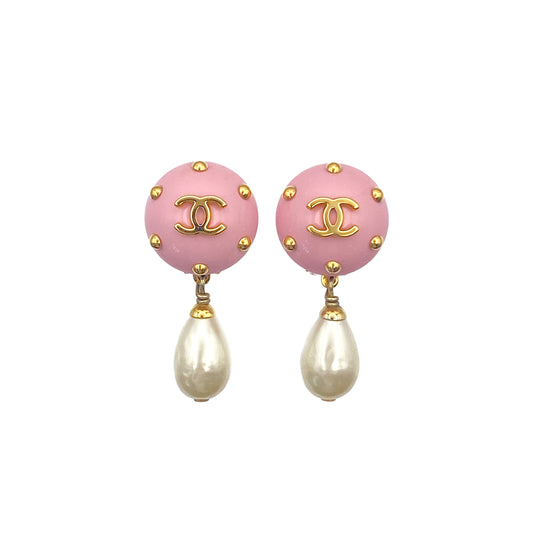CHANEL VINTAGE EARRINGS SWING FAKE PEARL ACCESSORY 96C 90279710