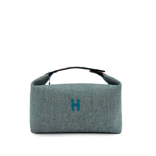 HERMES BRIDE A BRAC PM AU CARRE VERT FORET TOILE H POUCH HAND BAG 90279718