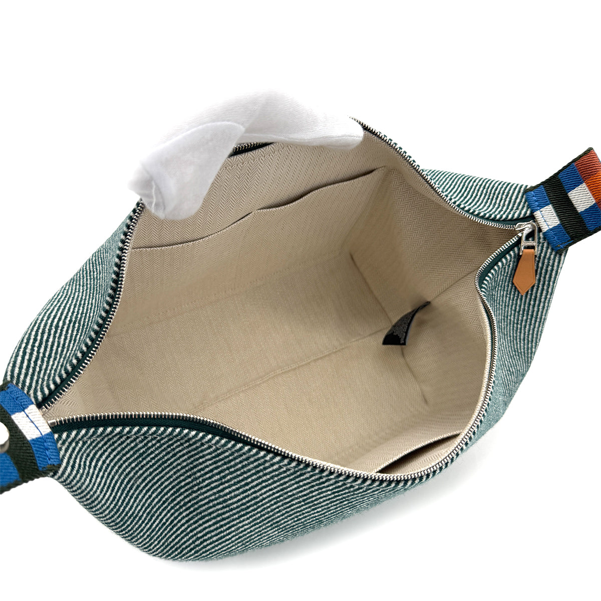 HERMES BRIDE A BRAC PM AU CARRE VERT FORET TOILE H POUCH HAND BAG 90279718