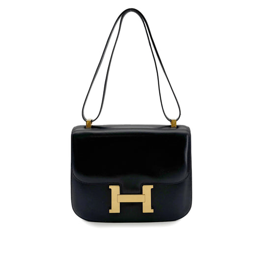 HERMES CONSTANCE 24 BLACK BOXCALF SHOULDER BAG 〇E GHW 90279719