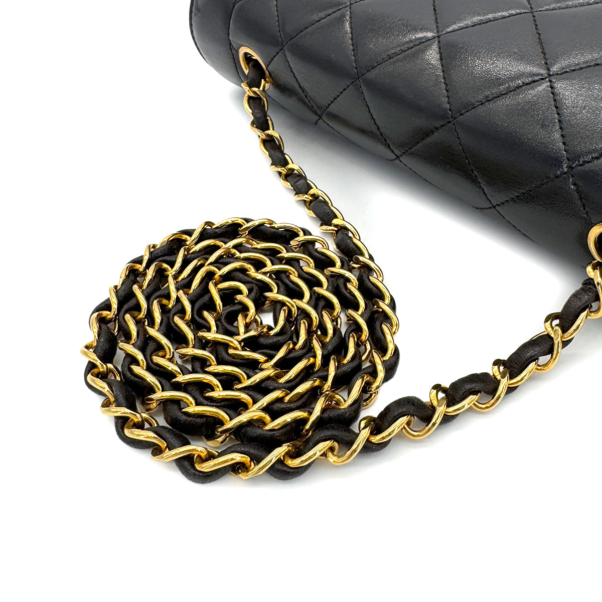 CHANEL VINTAGE DIANA MEDIUM CHAIN SHOULDER BAG BLACK LAMB SKIN 90279721