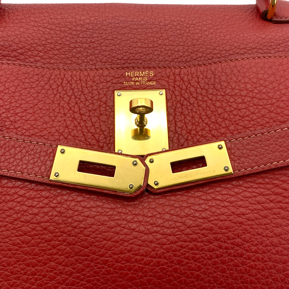 HERMES SHOULDER KELLY 42 ROUGE GARANCE TAURILLON CLEMENCE HAND SHOULDER BAG □M GHW 90279722