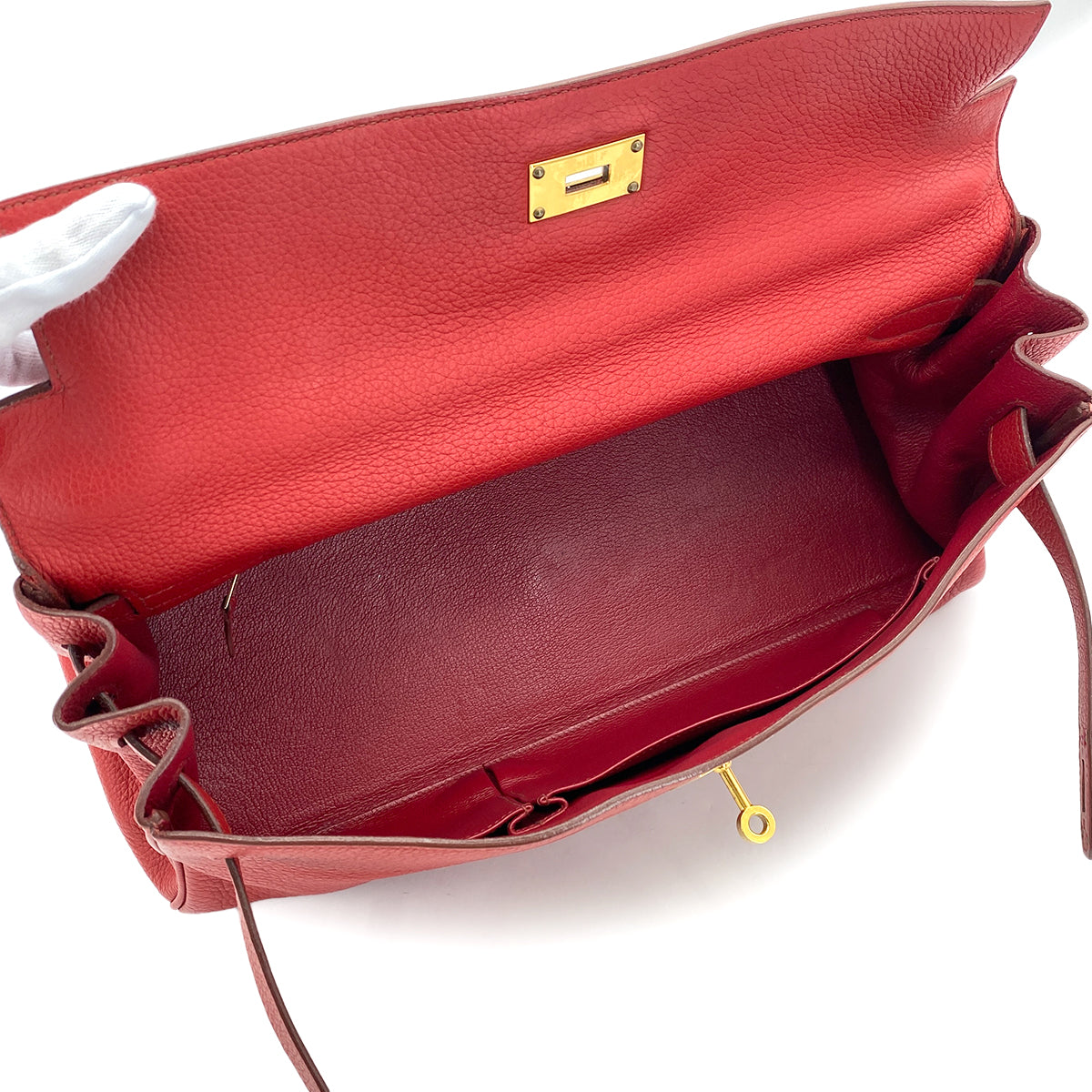 HERMES SHOULDER KELLY 42 ROUGE GARANCE TAURILLON CLEMENCE HAND SHOULDER BAG □M GHW 90279722