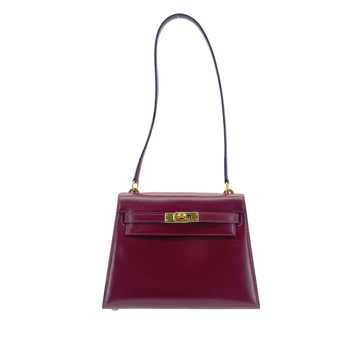 HERMES MINI KELLY 20 SELLIER ROUGE H BOXCALF SHOULDER BAG GHW 90279724