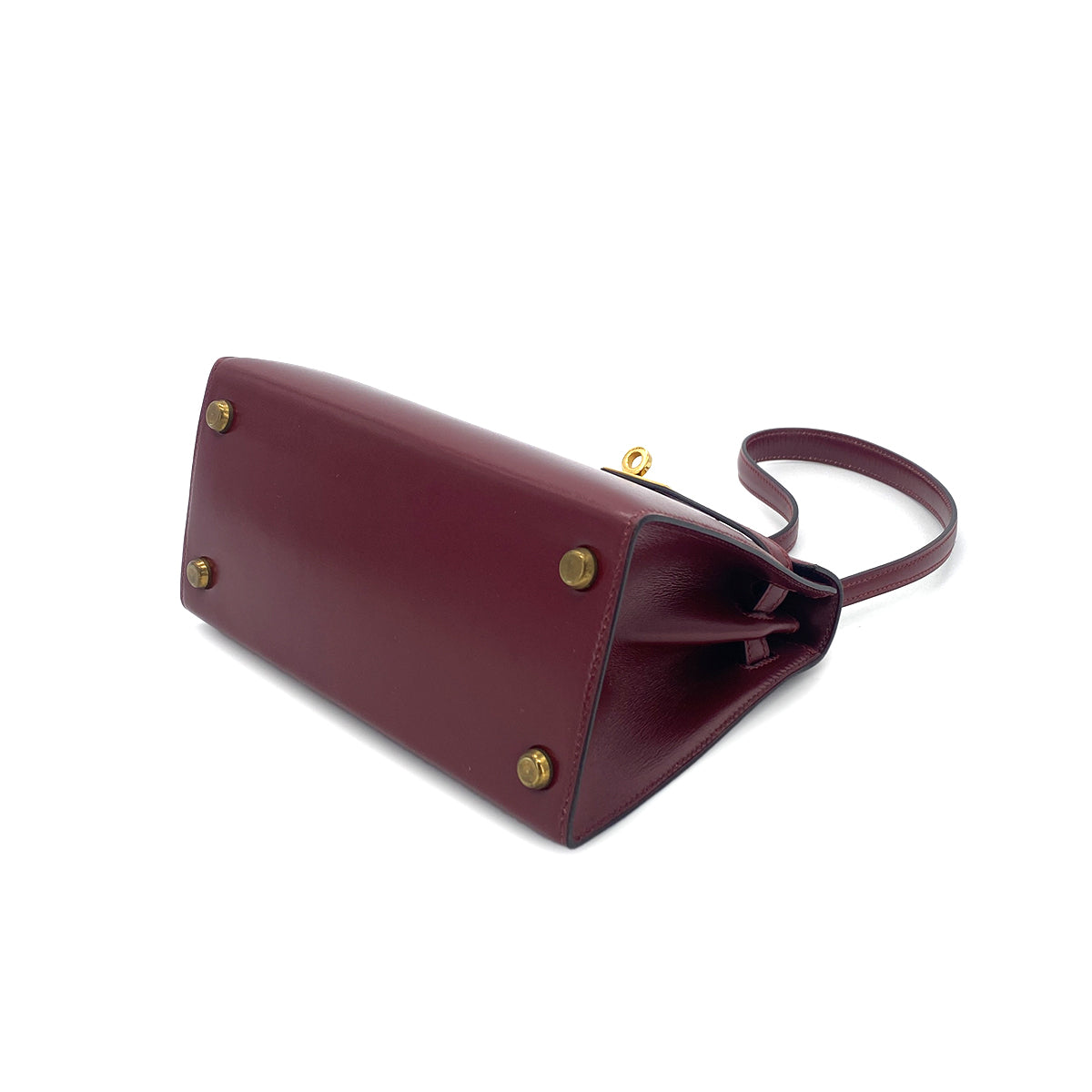 HERMES MINI KELLY 20 SELLIER ROUGE H BOXCALF SHOULDER BAG GHW 90279724