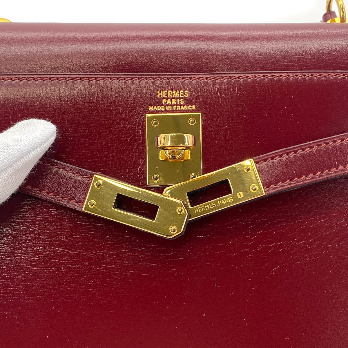 HERMES MINI KELLY 20 SELLIER ROUGE H BOXCALF SHOULDER BAG GHW 90279724