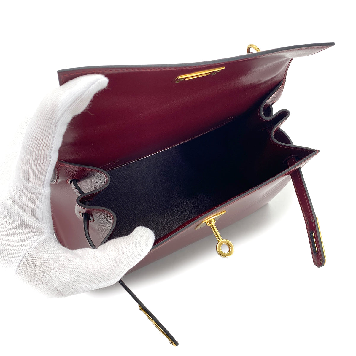 HERMES MINI KELLY 20 SELLIER ROUGE H BOXCALF SHOULDER BAG GHW 90279724