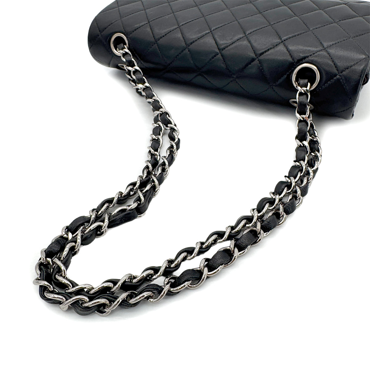 CHANEL VINTAGE CLASSIC FLAP MEDIUM CHAIN SHOULDER BAG BLACK LAMB SKIN 90279725