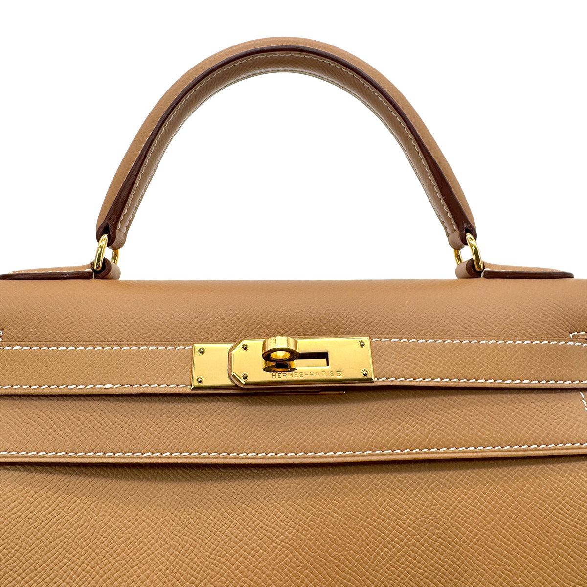 HERMES KELLY 28 SELLIER NATURAL COUCHEVEL HAND SHOULDER BAG □B GHW 90279729