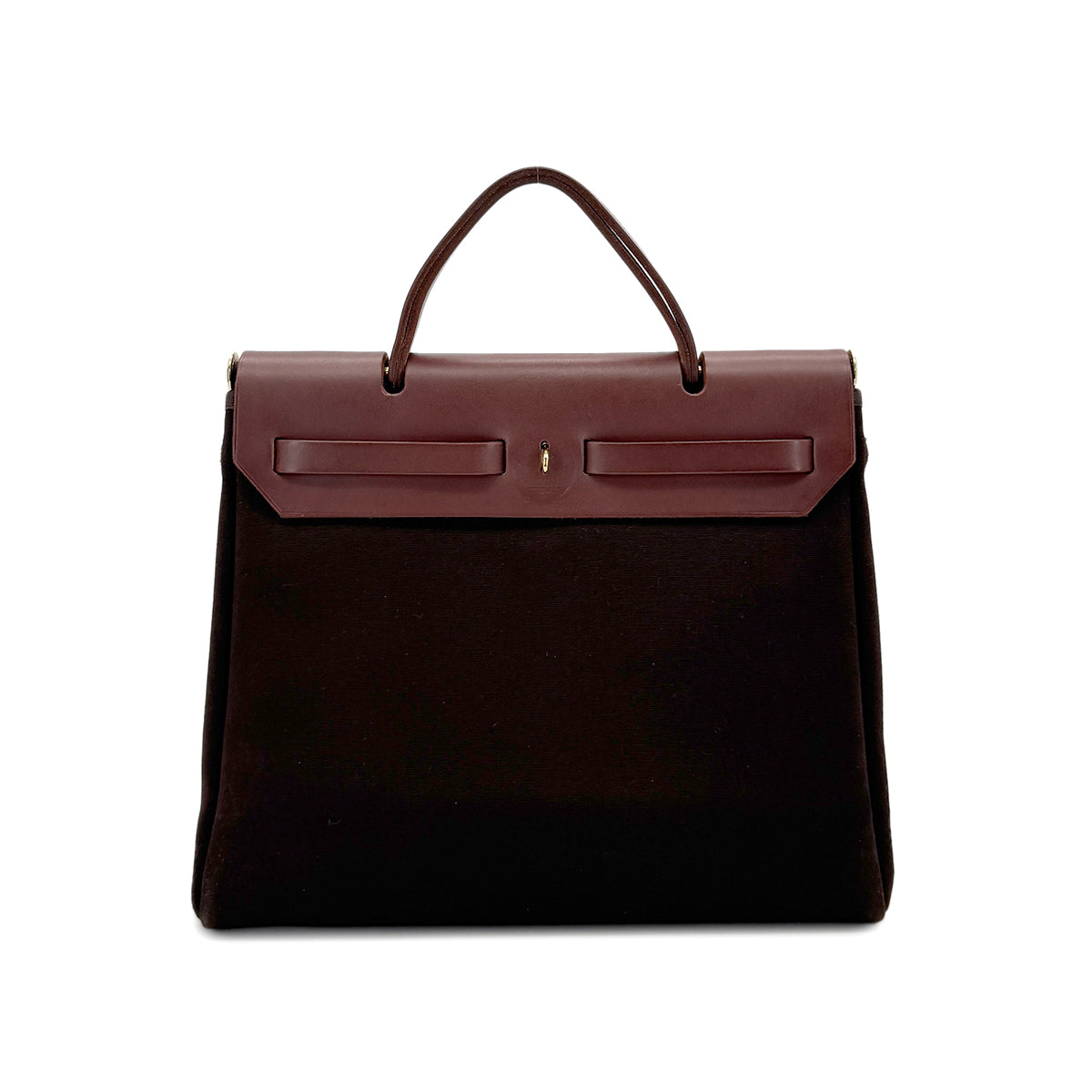 HERMES HER BAG ZIP PM 31 BROWN VACHE HUNTER TOILE OFFICIER TOTE SHOULDER BAG □F GHW 90279733