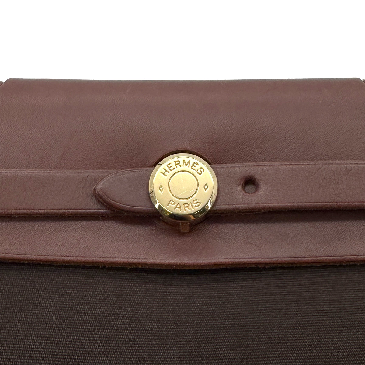 HERMES HER BAG ZIP PM 31 BROWN VACHE HUNTER TOILE OFFICIER TOTE SHOULDER BAG □F GHW 90279733