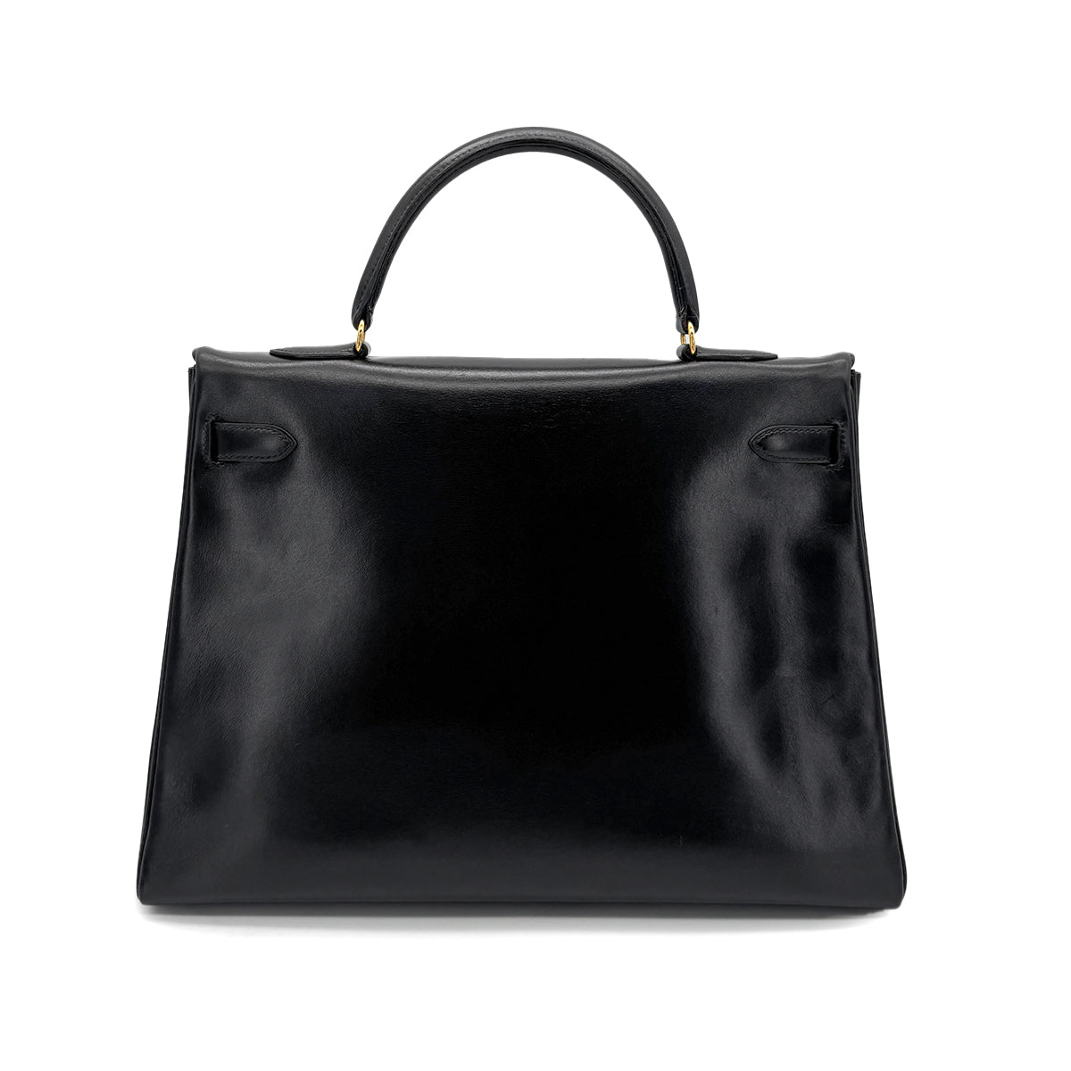 HERMES KELLY 35 RETOURNE BLACK BOXCALF HAND SHOULDER BAG 〇V GHW 90279734