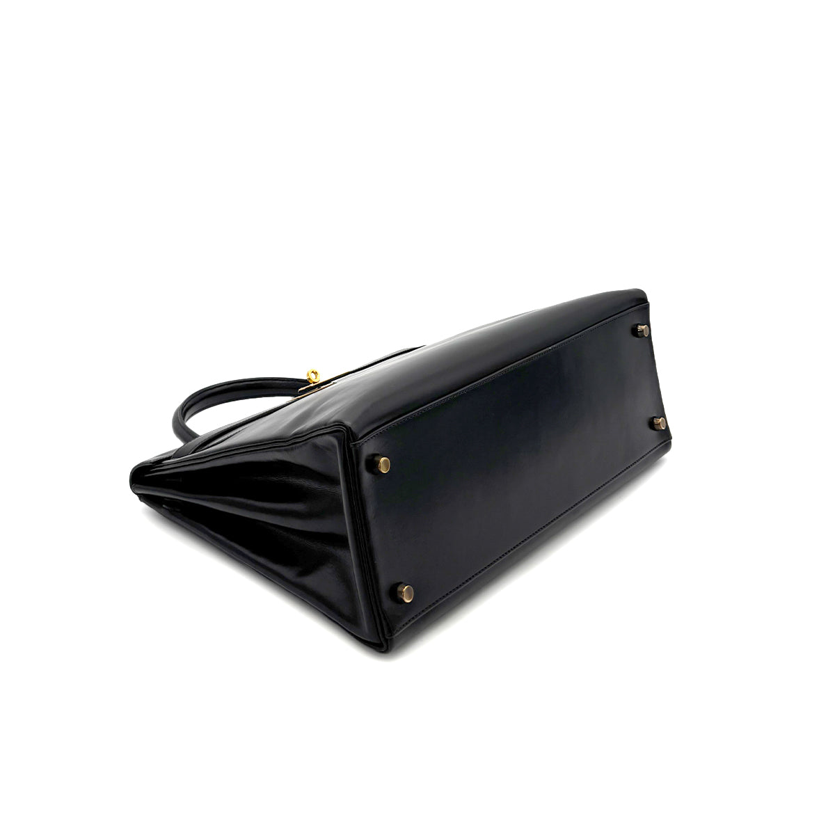 HERMES KELLY 35 RETOURNE BLACK BOXCALF HAND SHOULDER BAG 〇V GHW 90279734