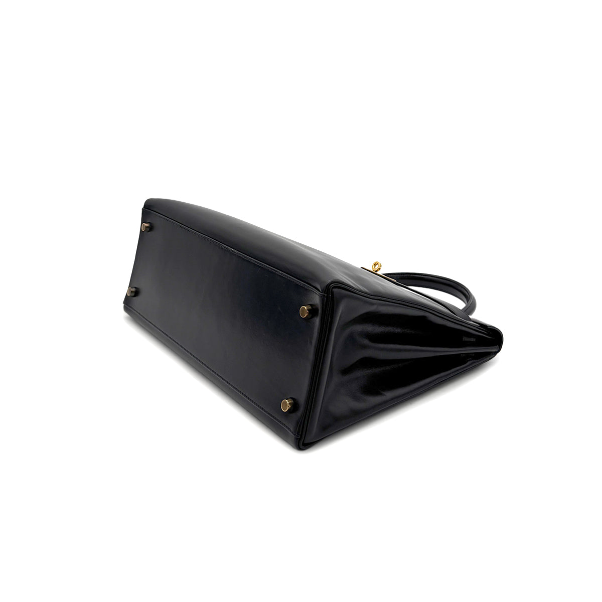 HERMES KELLY 35 RETOURNE BLACK BOXCALF HAND SHOULDER BAG 〇V GHW 90279734