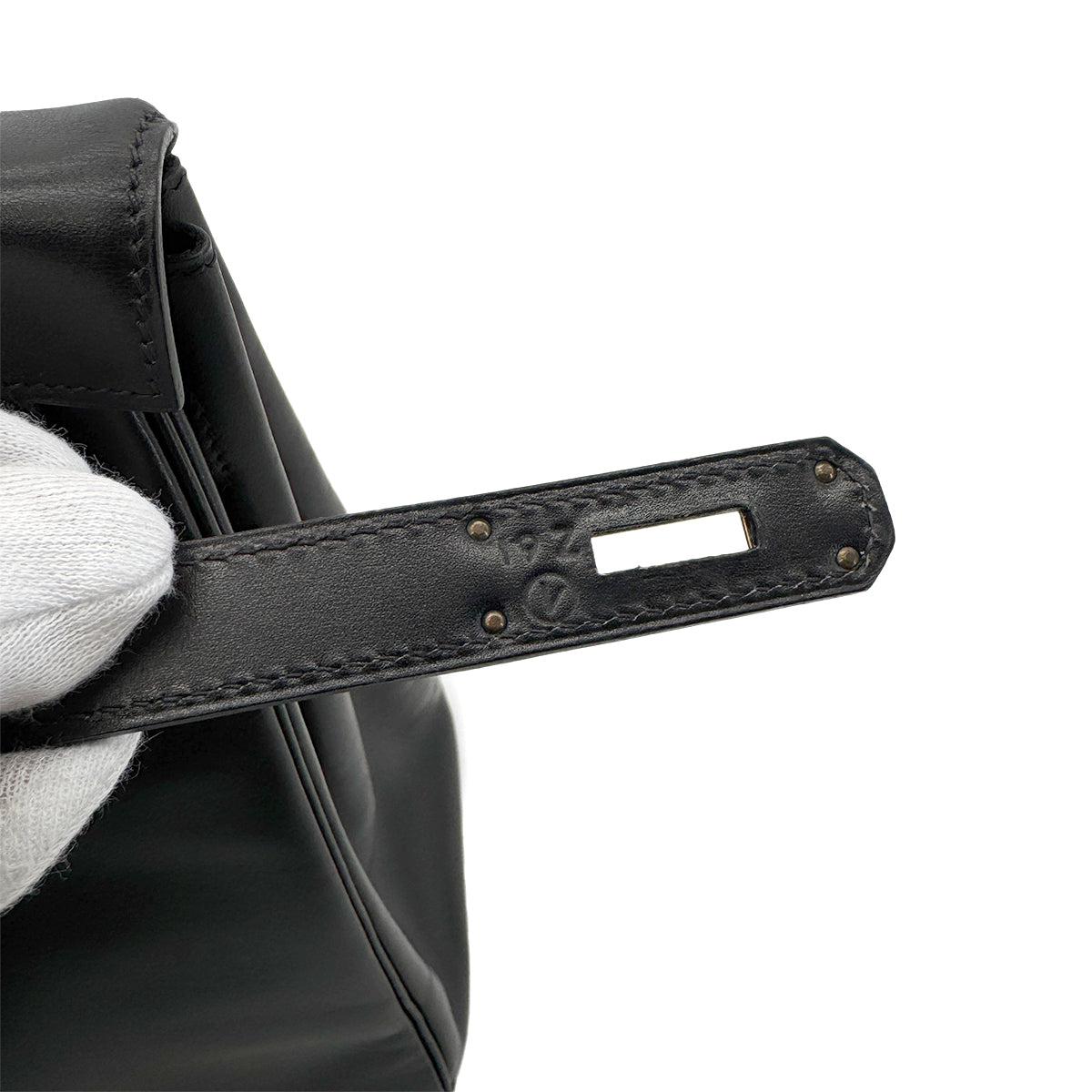 HERMES KELLY 35 RETOURNE BLACK BOXCALF HAND SHOULDER BAG 〇V GHW 90279734