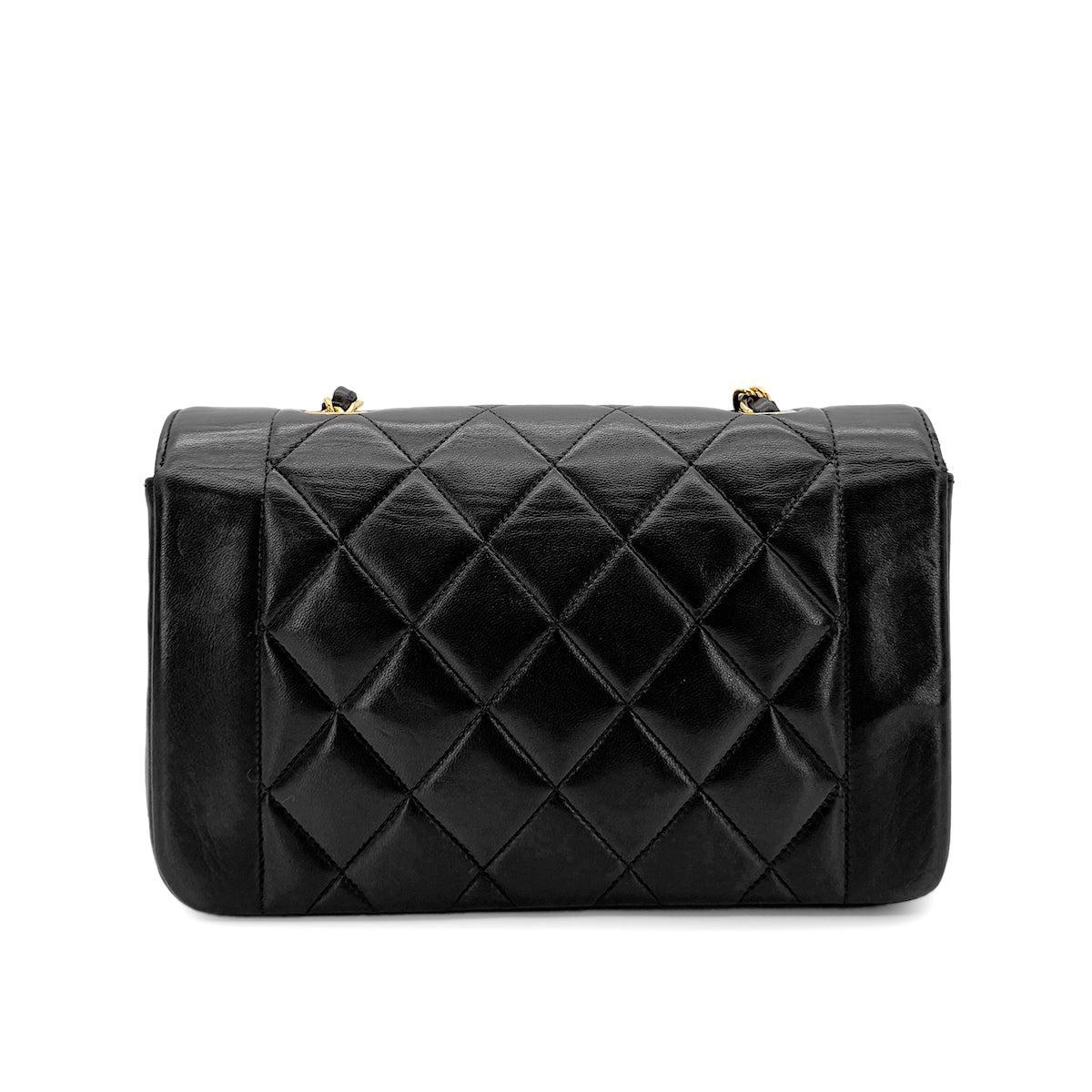 CHANEL VINTAGE DIANA SMALL CHAIN SHOULDER BAG BLACK LAMB SKIN 90279735