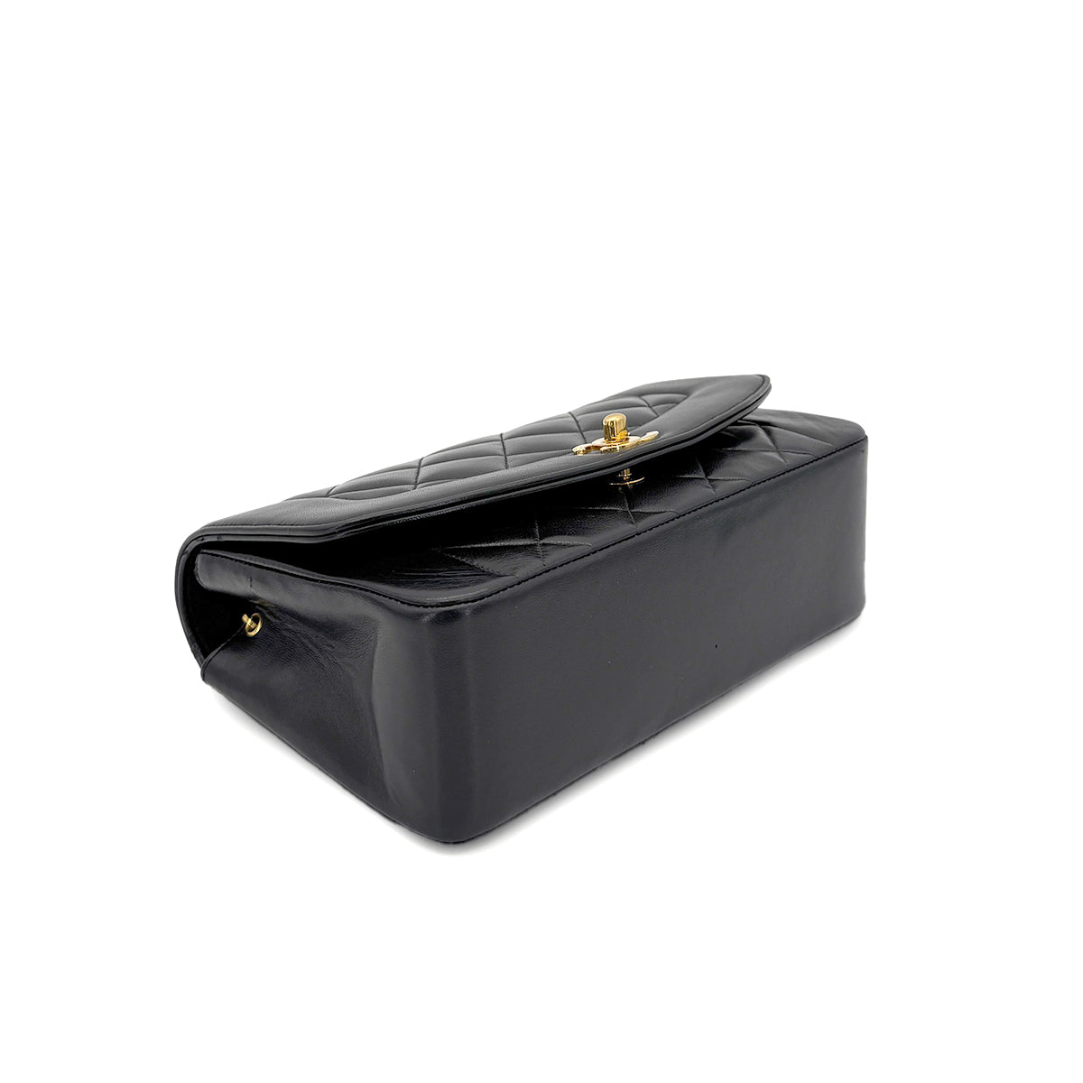 CHANEL VINTAGE DIANA SMALL CHAIN SHOULDER BAG BLACK LAMB SKIN 90279735