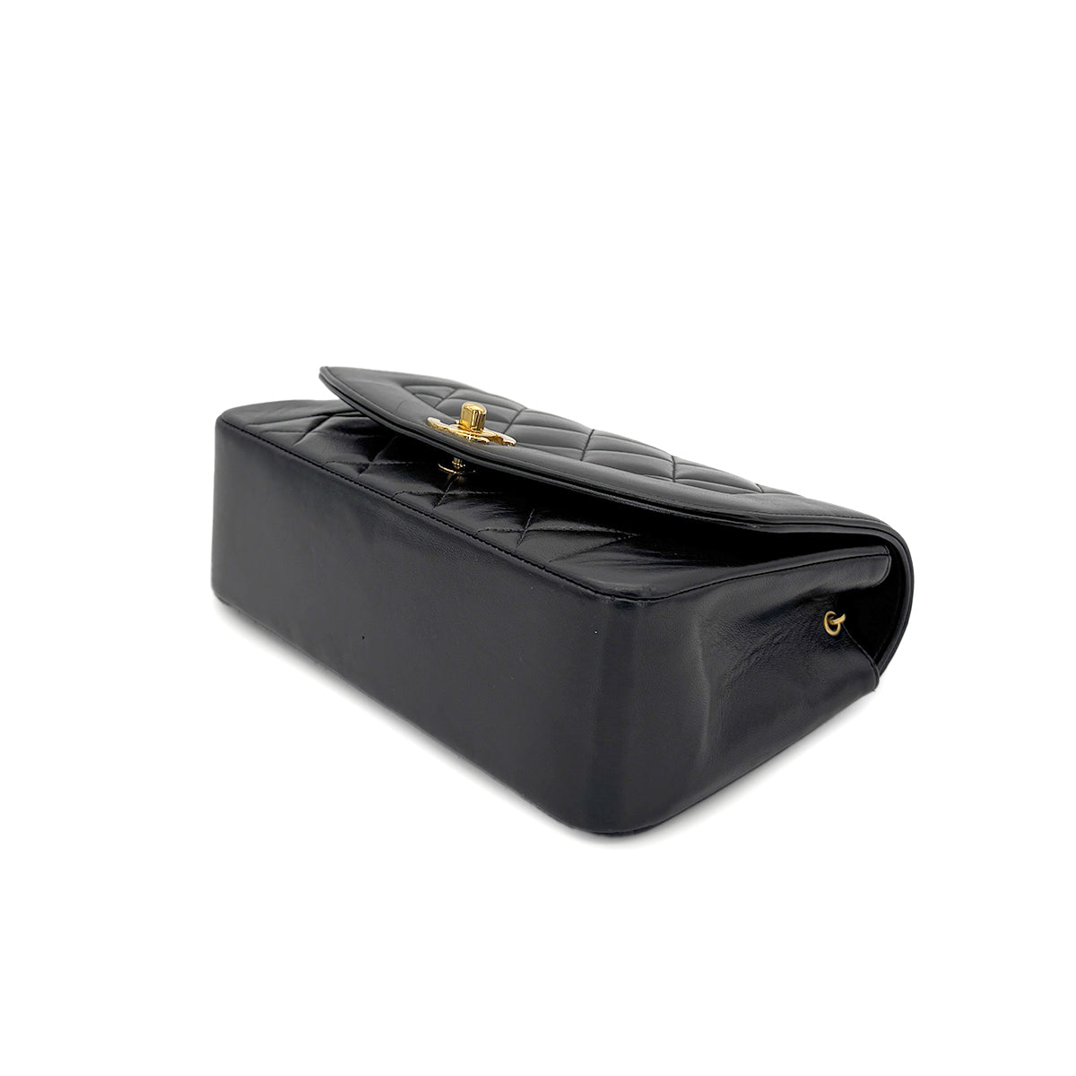 CHANEL VINTAGE DIANA SMALL CHAIN SHOULDER BAG BLACK LAMB SKIN 90279735